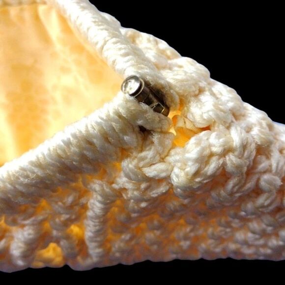 Vintage Macrame Crochet Off-White Clutch Purse Bag - Picture 5 of 8